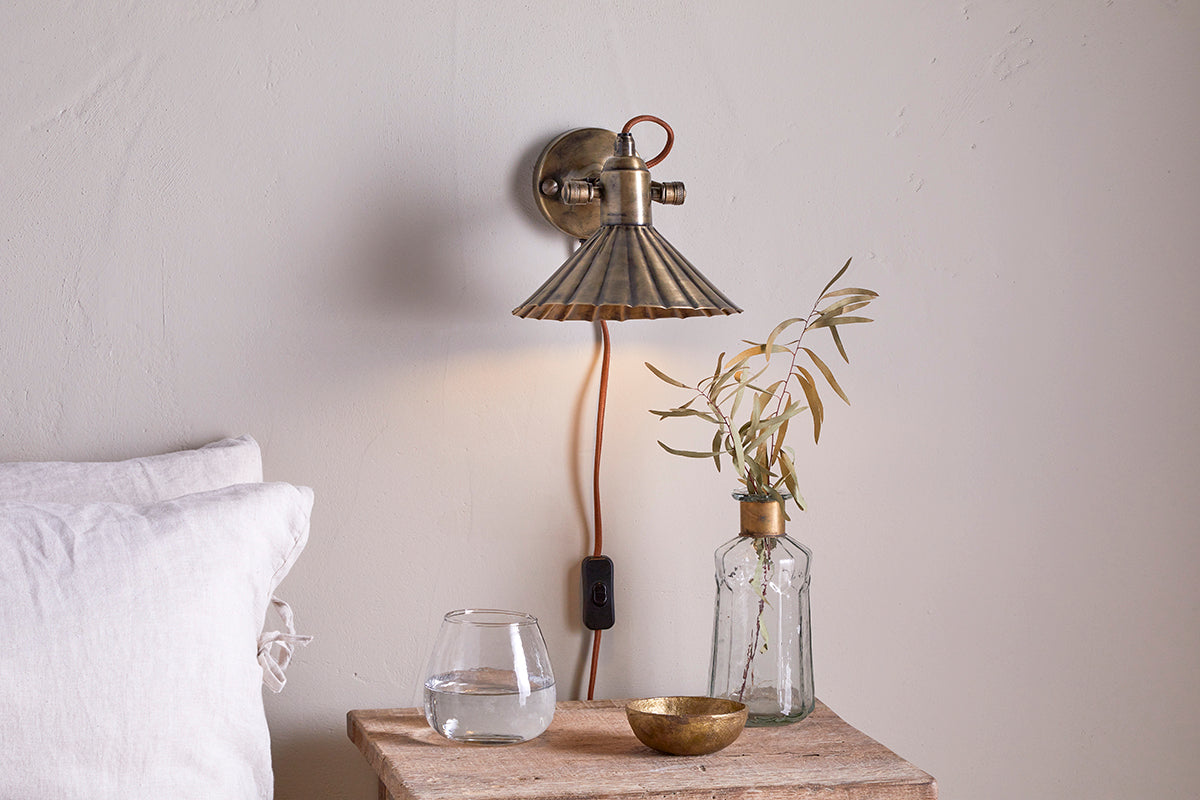 Nkuku Moti Wall Lamp Antique Brass