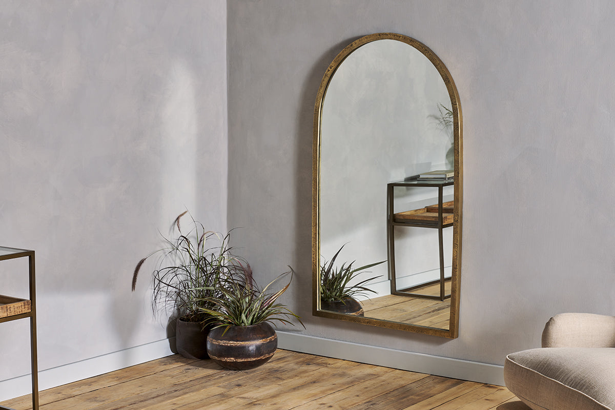 Nkuku Murwara Full Length Arched Mirror Antique Brass