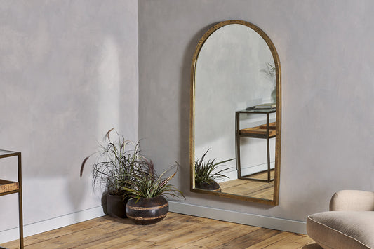 Nkuku Murwara Full Length Arched Mirror Antique Brass