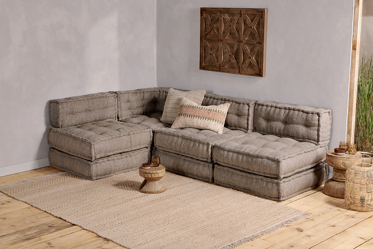 Nkuku Nadeeka Modular Sofa Soft Grey Set