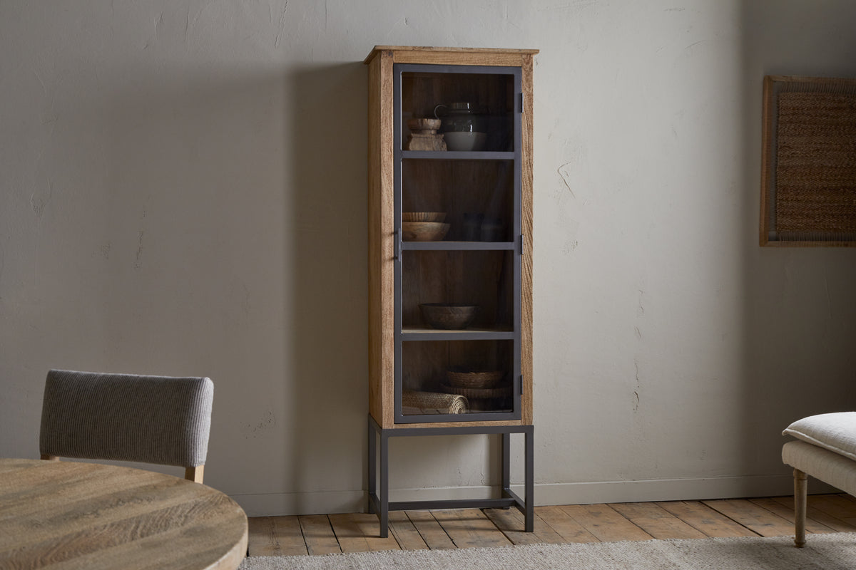 Nkuku Nirvi Mango Wood & Iron Tall Cabinet Black