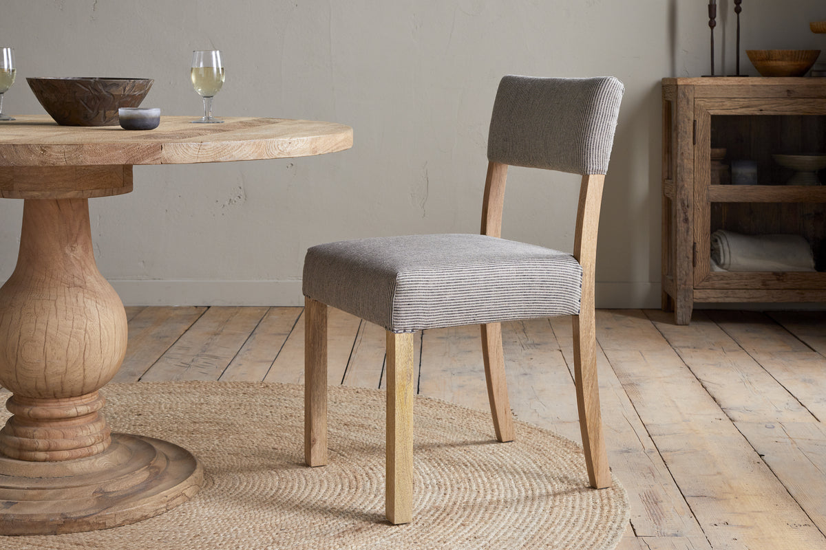Nkuku Nadeeka Linen Upholstered Dining Chair Soft Grey
