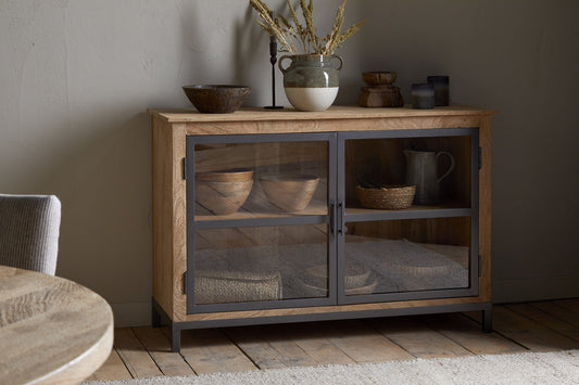 Nkuku Nirvi Mango Wood & Iron Sideboard Black