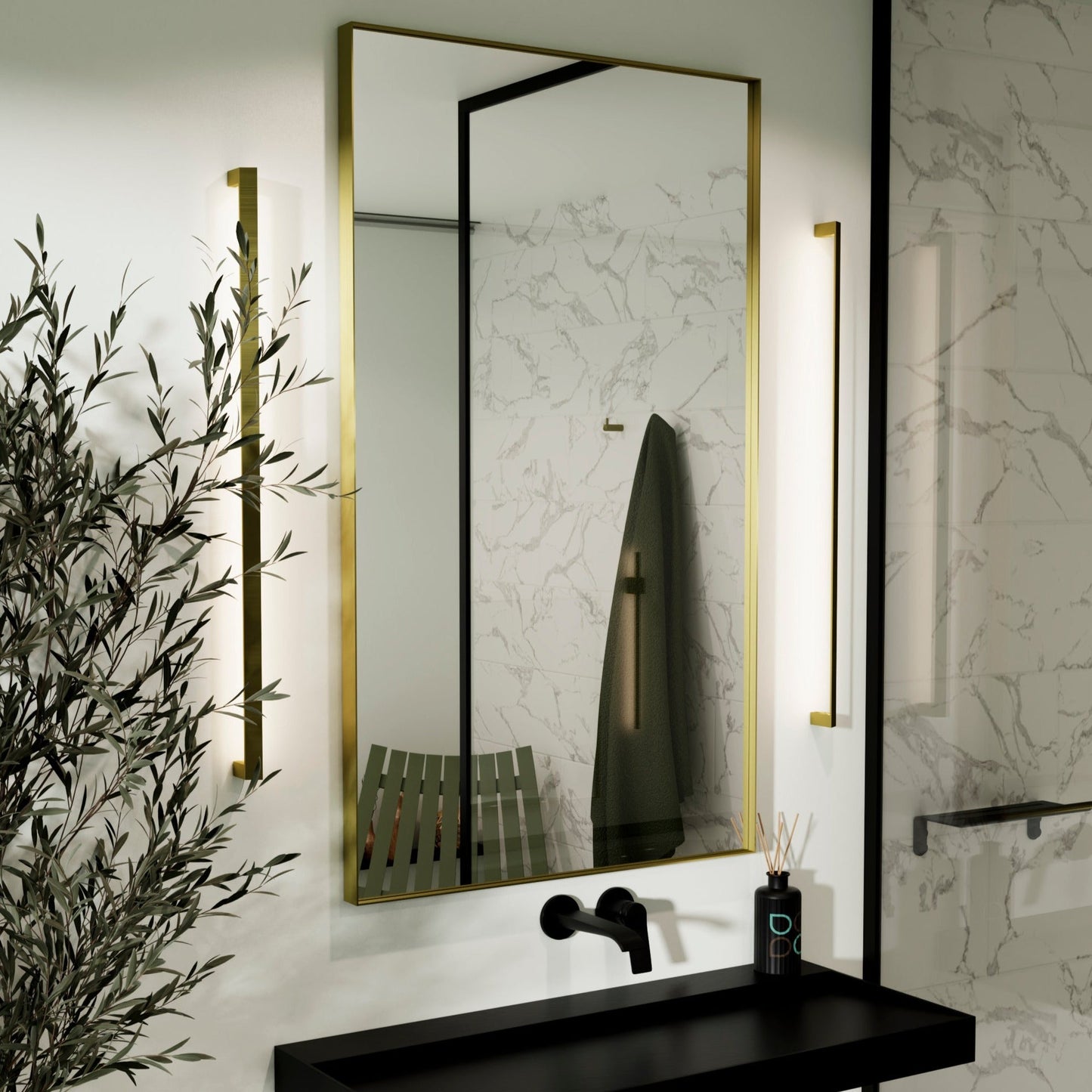 Origins Living Newington Rectangular Mirror 100x80cm Brushed Brass