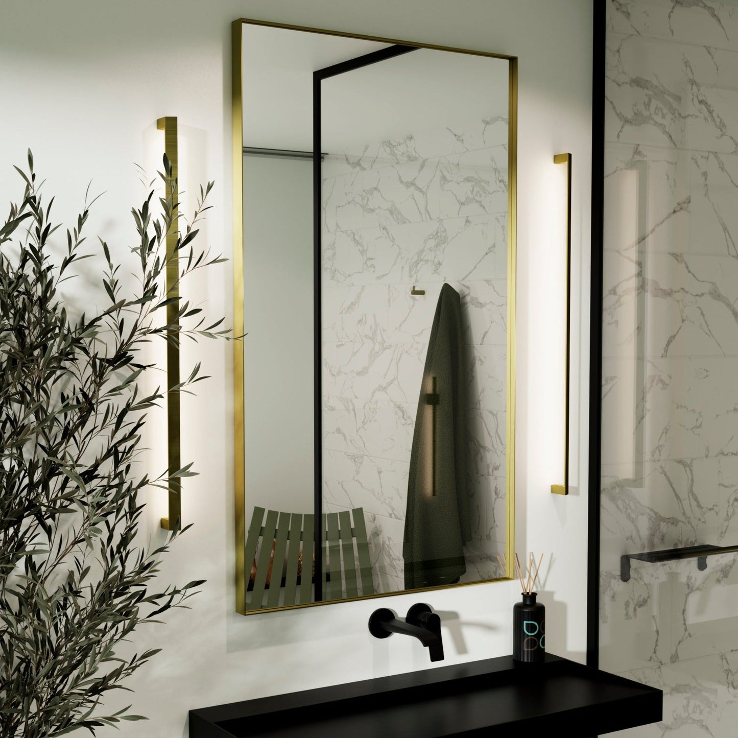 Origins Living Newington Rectangular Mirror 60x80cm Brushed Brass