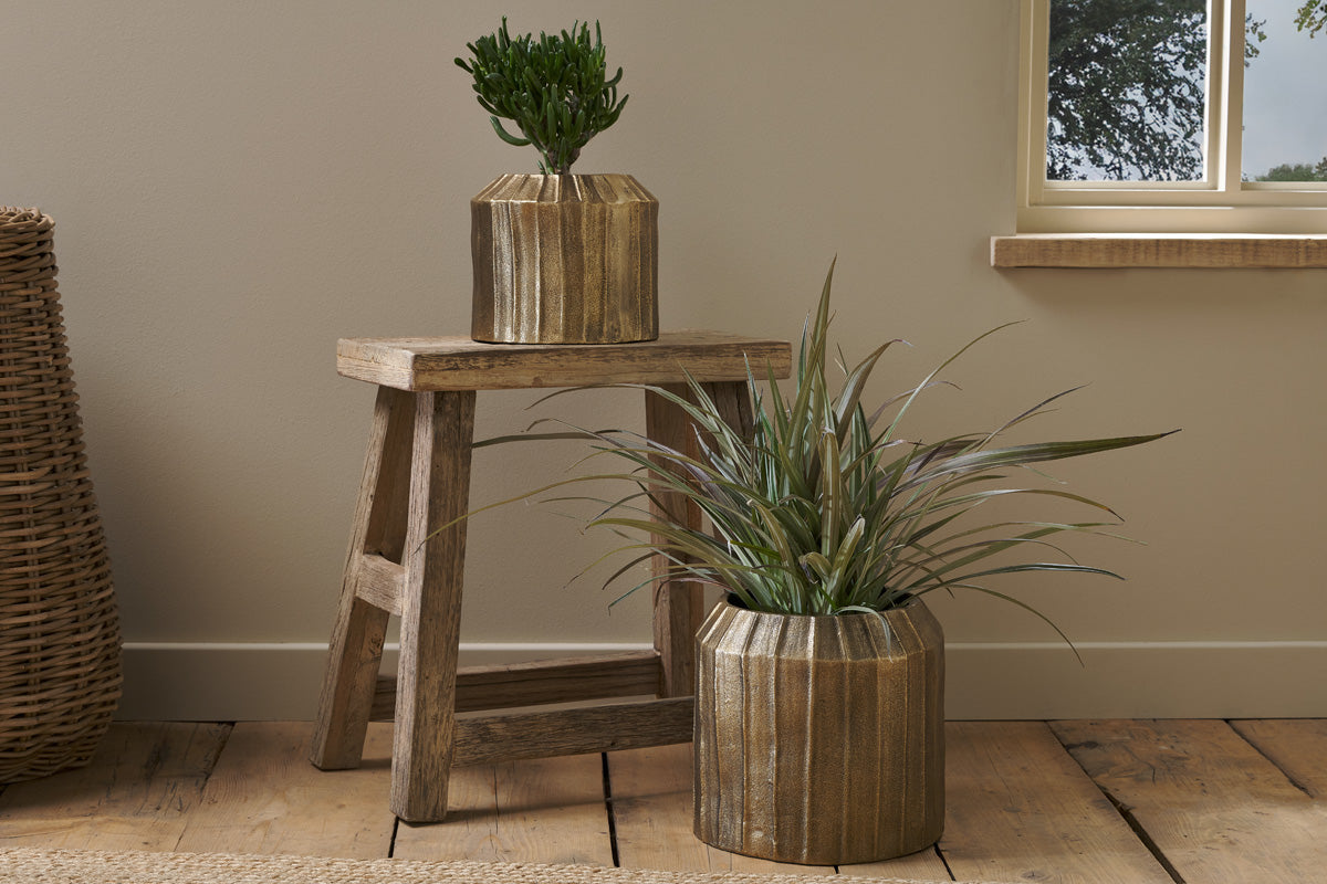 Nkuku Nabara Cast Aluminium Planter Antique Brass