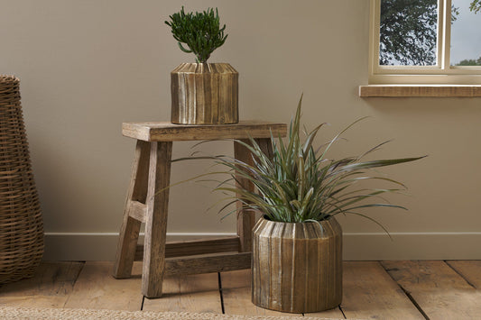 Nkuku Nabara Cast Aluminium Planter Antique Brass