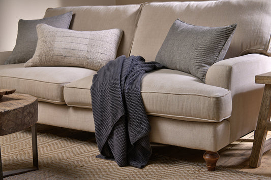 Nkuku Nahan Moss Stitch Cotton Throw Charcoal