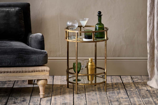 Nkuku Nakuru Iron & Glass Drinks Table Brass
