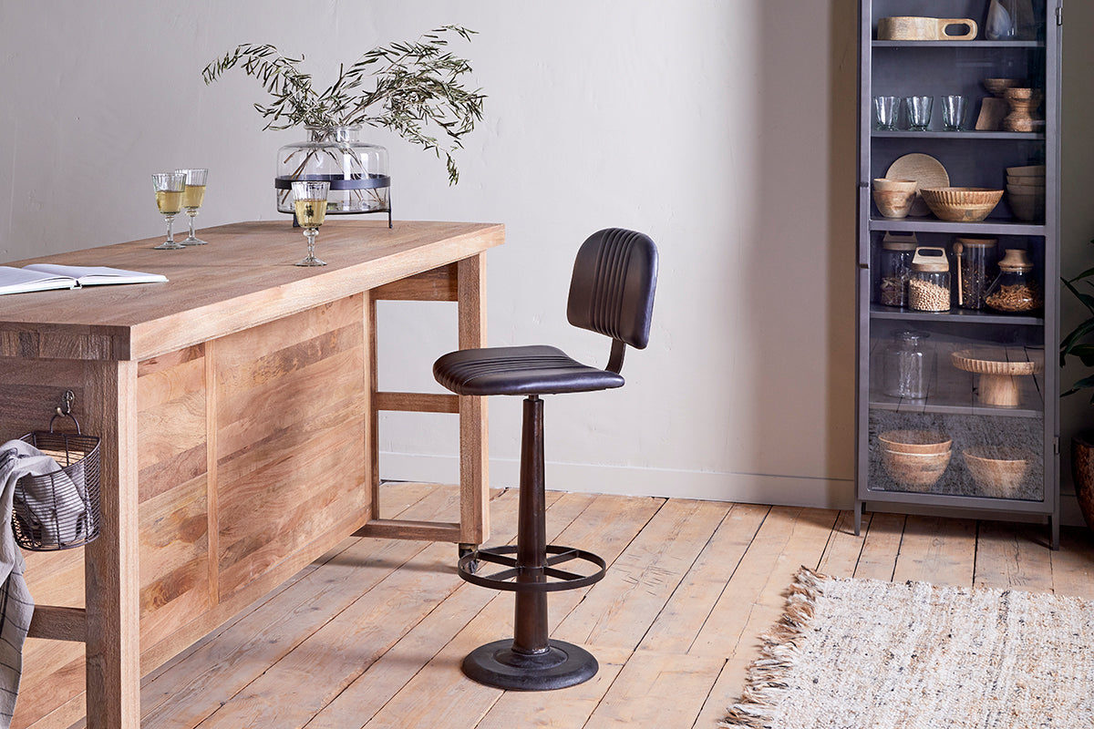 Nkuku Narwana Bar Chair Aged Black