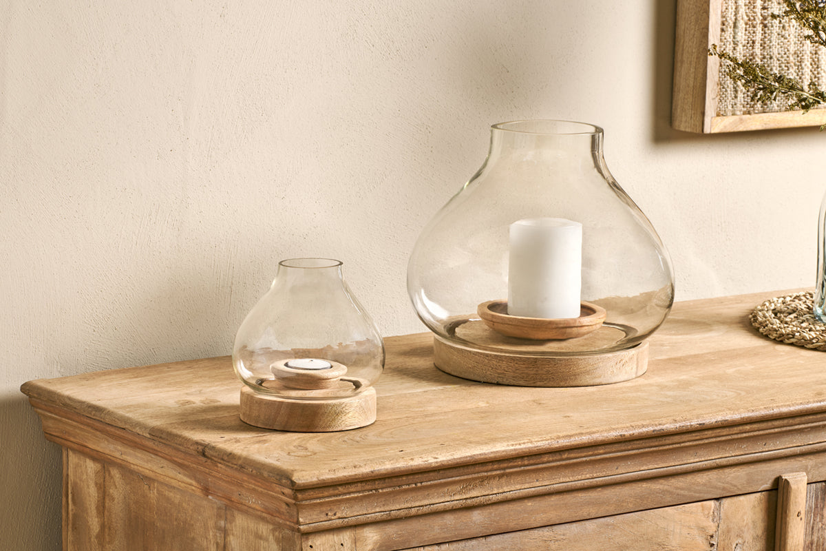 Nkuku Naryla Mango Wood Lantern Natural