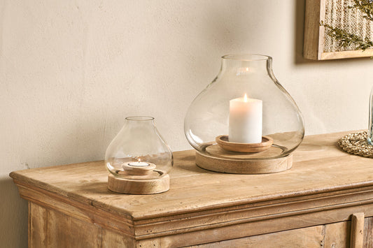 Nkuku Naryla Mango Wood Lantern Natural