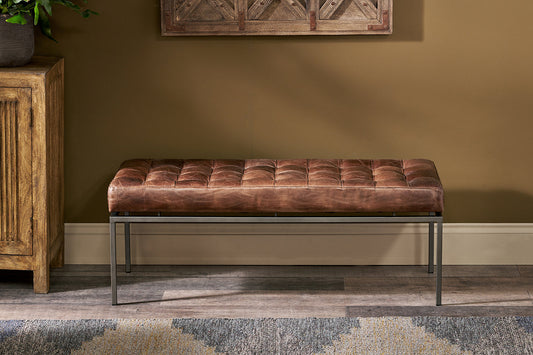 Nkuku Nasan Leather Upholstered Bench