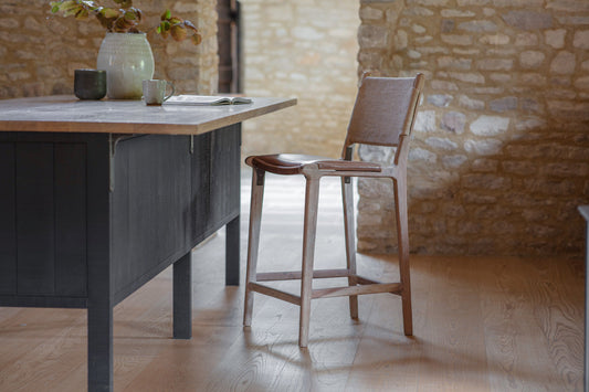 Nkuku Nayan Leather & Jute Counter Chair Tan
