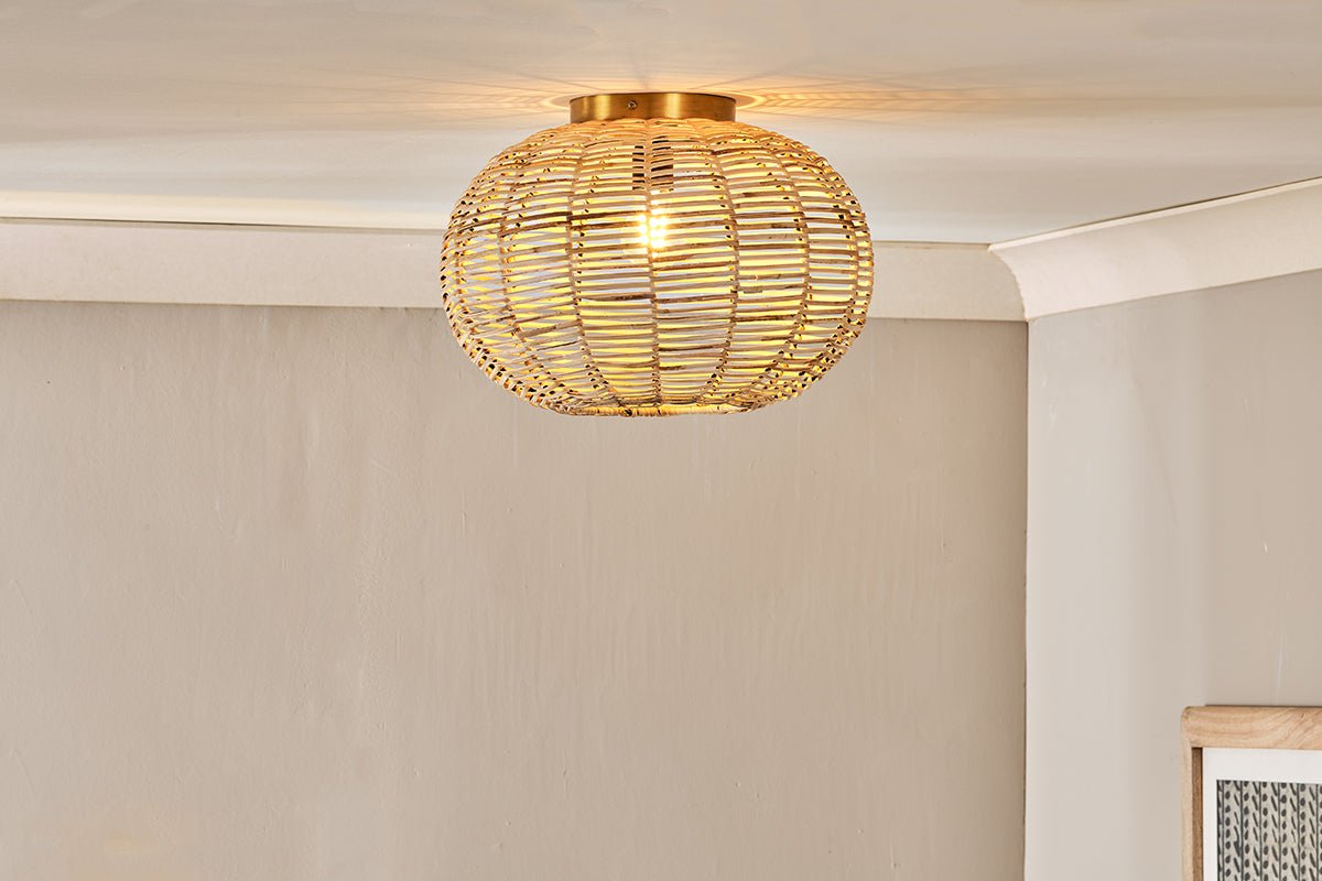 Nkuku Noko Rattan Flush Ceiling Light