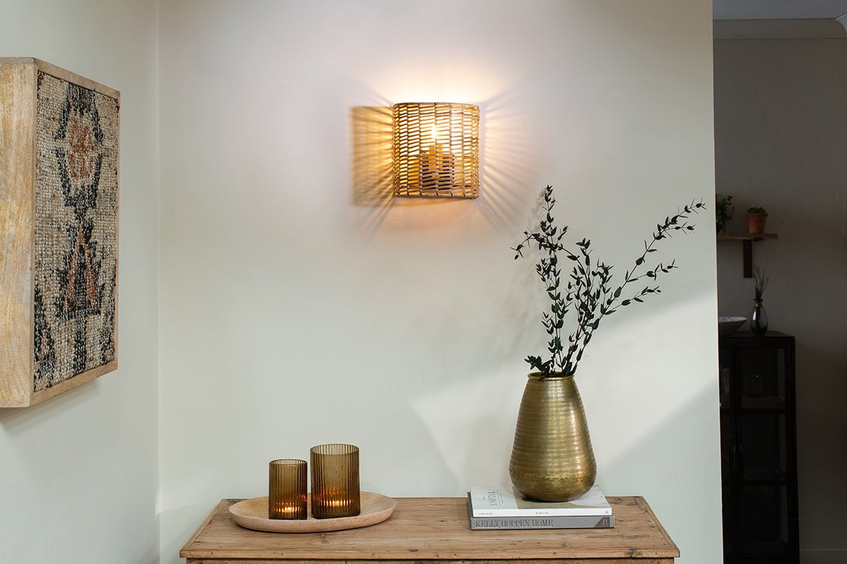 Nkuku Noko Rattan Wall Lamp Small