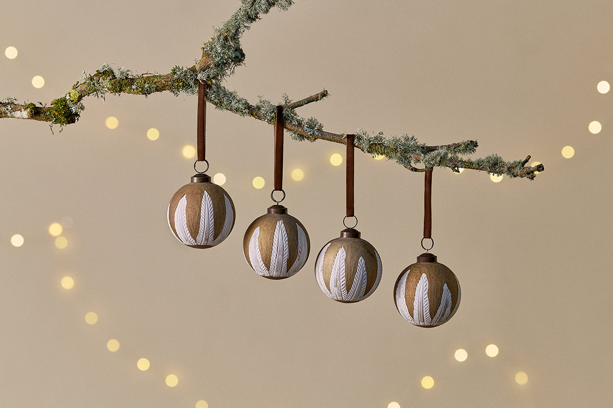 Nkuku Nori Baubles Gold & Cream (Set Of 4)