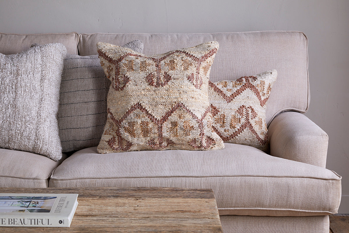 Nkuku Nuvali Cotton & Jute Cushion Cover Rust