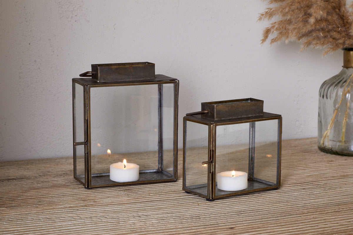 Nkuku Obi Mini Table Lantern Antique Brass