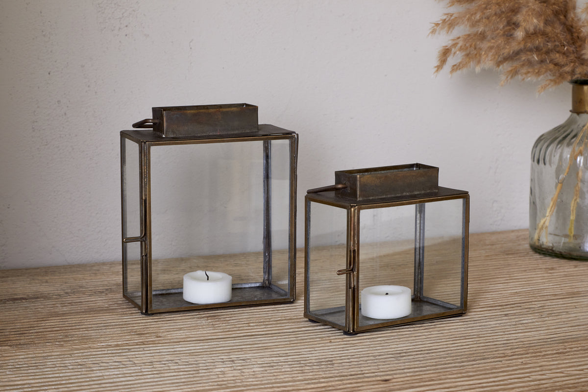 Nkuku Obi Mini Table Lantern Antique Brass