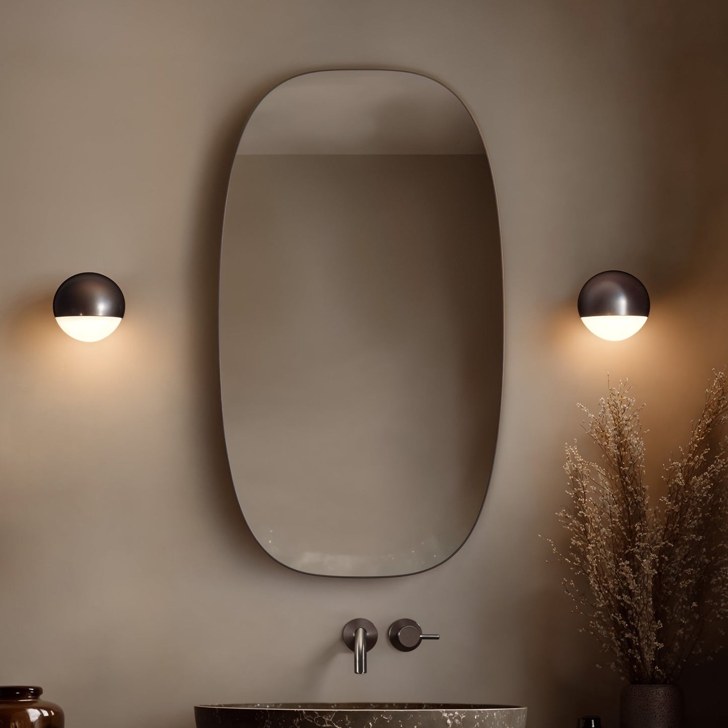 Origins Living Oslo Barrel Mirror 45 X 80cm Brushed Bronze