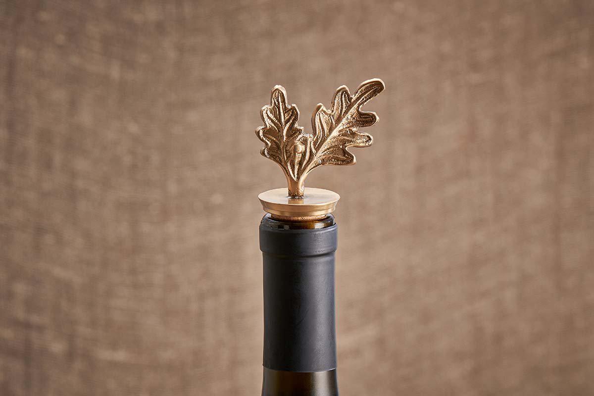 Nkuku Oak Leaf Brass Bottle Stopper