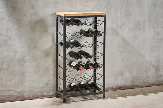 Nkuku Obra Industrial Wine Rack Mango Wood & Iron Large