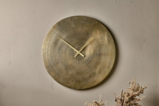 Nkuku Okota Wall Hung Clock Antique Brass Large