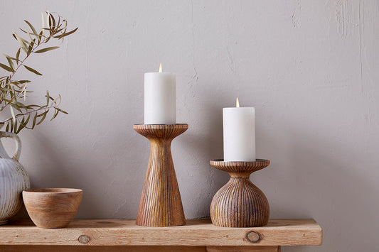 Nkuku Omari Mango Wood Candlestick Natural