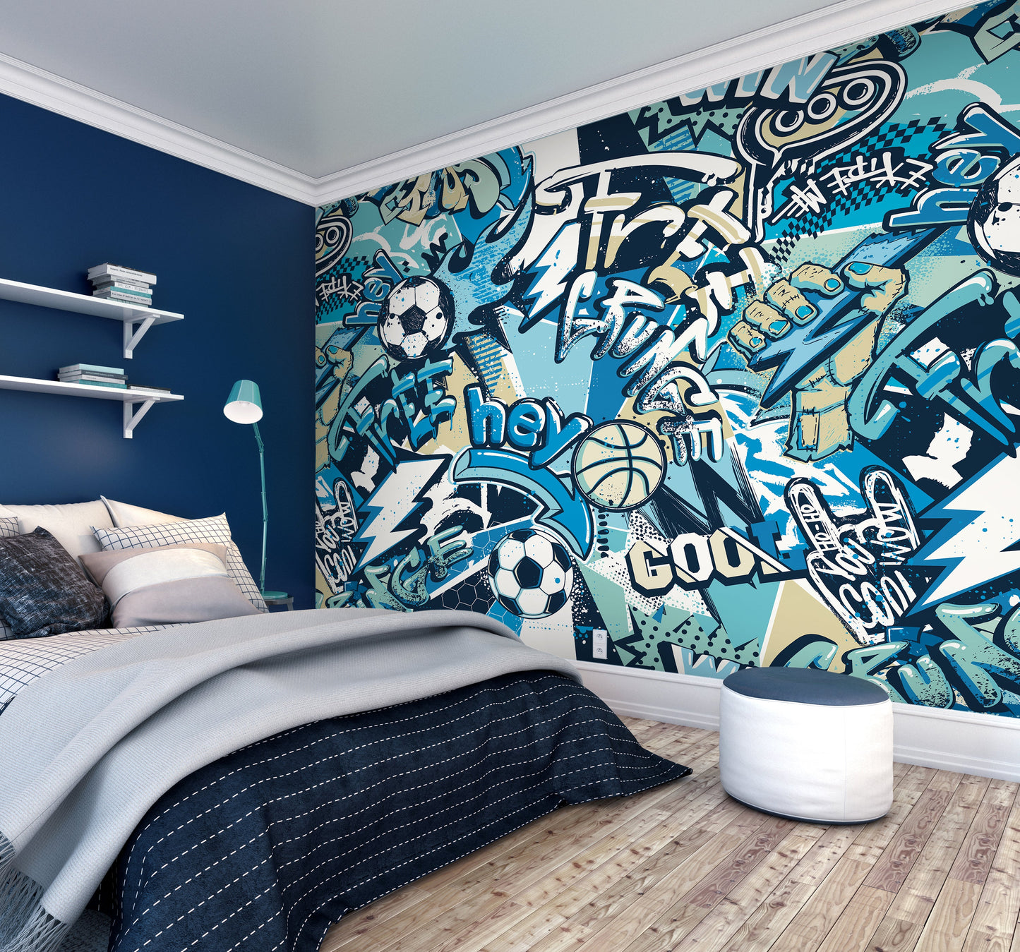 Origin Murals Sports Graffiti Blue Mix 300cm X 240cm