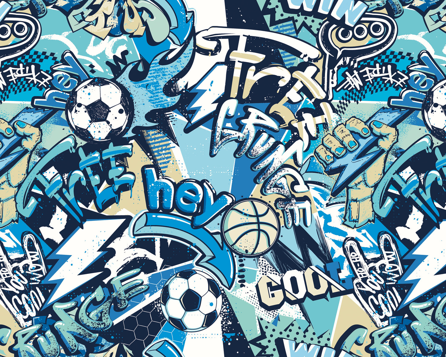Origin Murals Sports Graffiti Blue Mix 300cm X 240cm