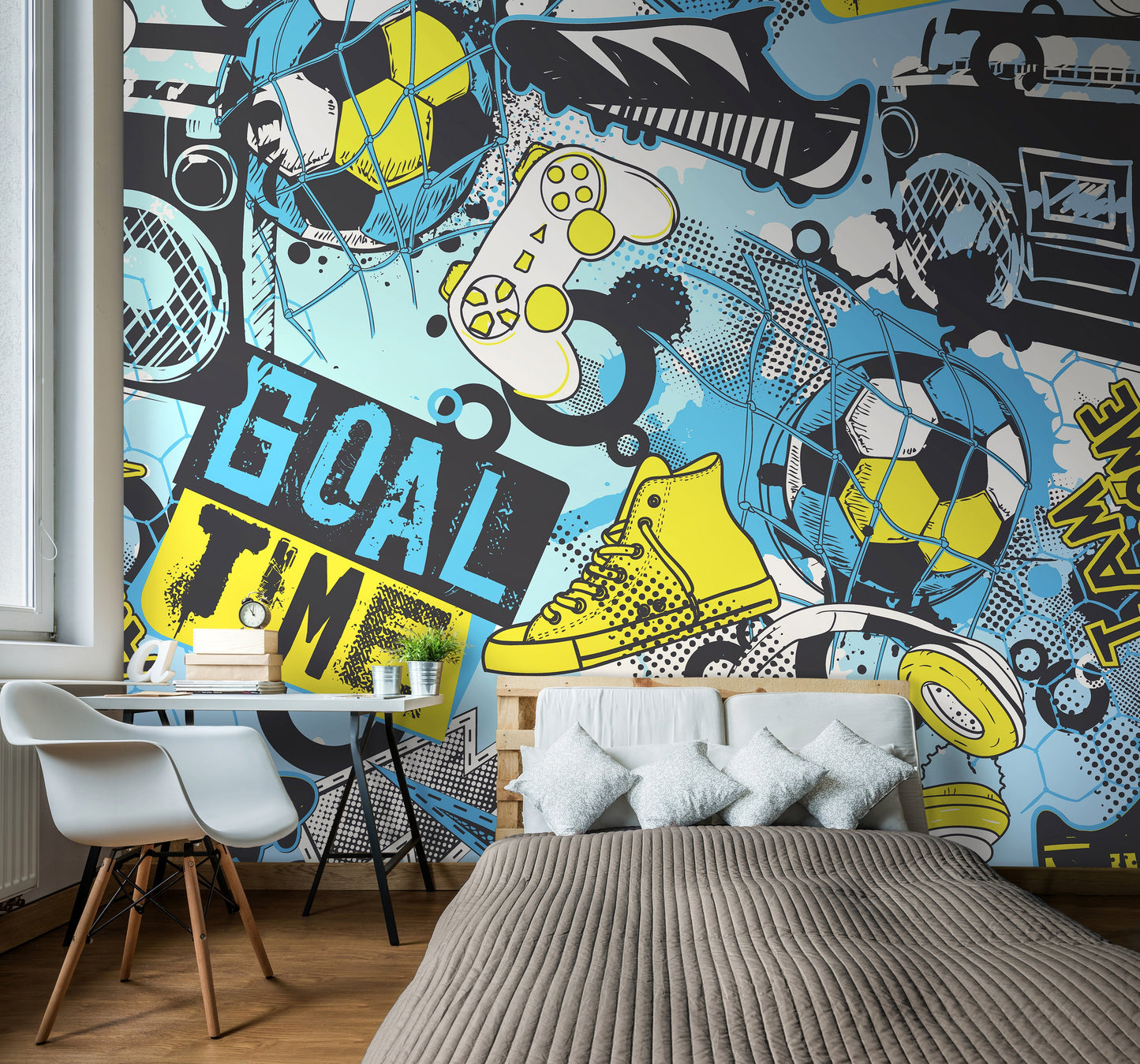 Origin Murals Games Splash Blue Lime 350cm X 280cm