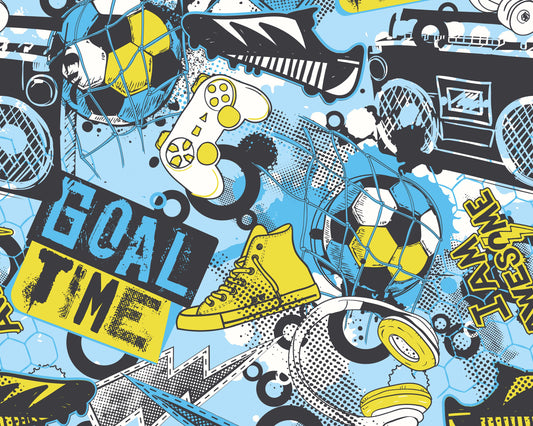 Origin Murals Games Splash Blue Lime 300cm X 240cm