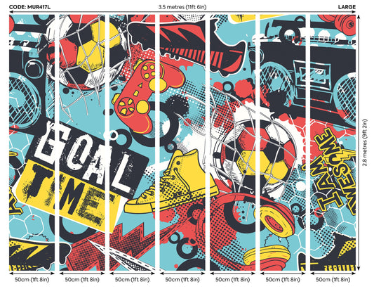 Origin Murals Games Splash Red Petrol 350cm X 280cm