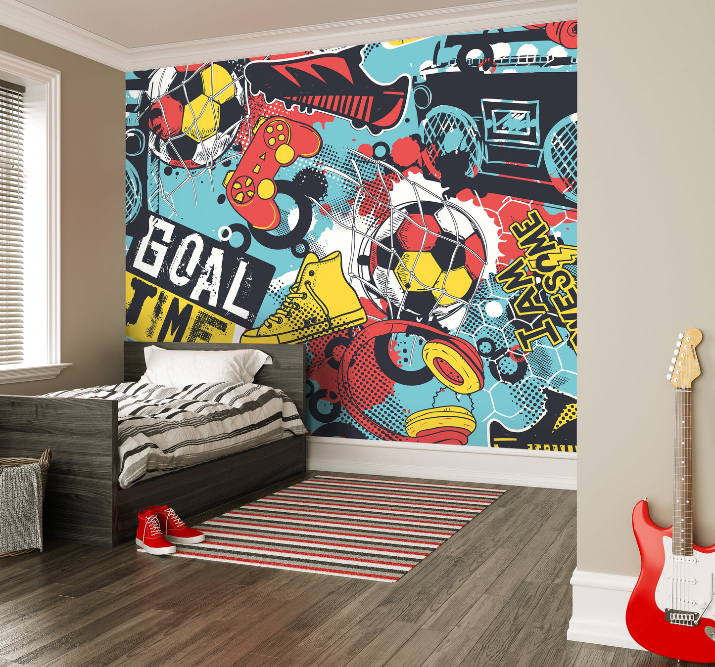 Origin Murals Games Splash Red Petrol 350cm X 280cm