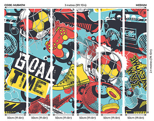 Origin Murals Games Splash Red Petrol 300cm X 240cm