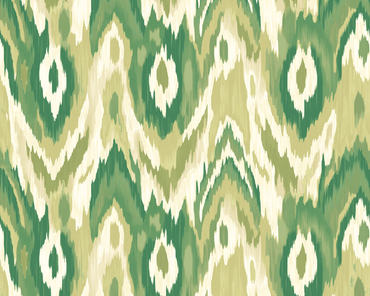 Origin Murals Watercolour Ikat Forest Green 350cm X 280cm