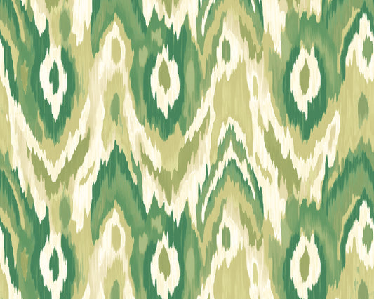 Origin Murals Watercolour Ikat Forest Green 300cm X 240cm