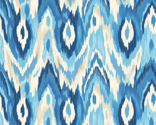 Origin Murals Watercolour Ikat Inky Blue 350cm X 280cm