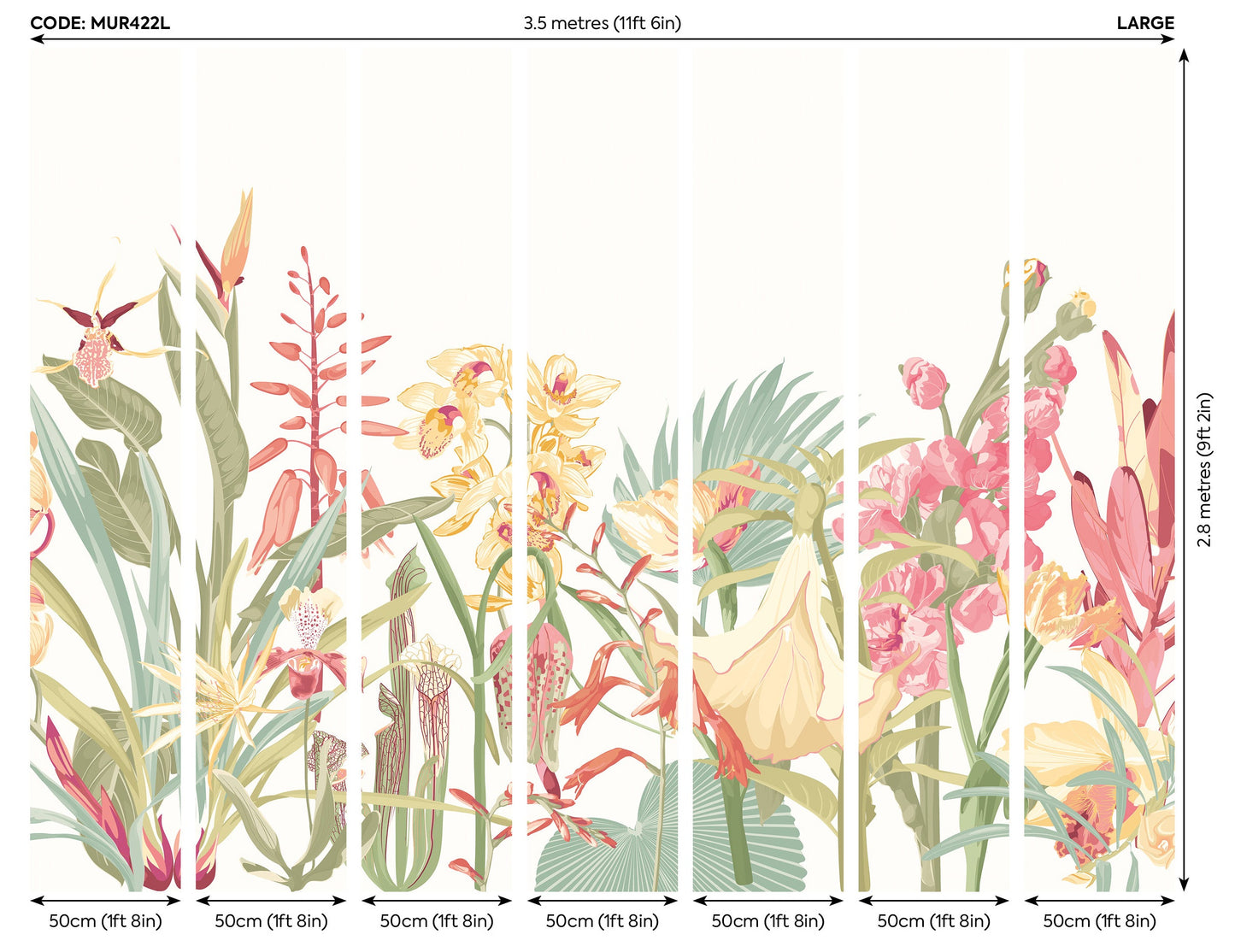 Origin Murals Tropical Foliage Dusky Coral 350cm X 280cm