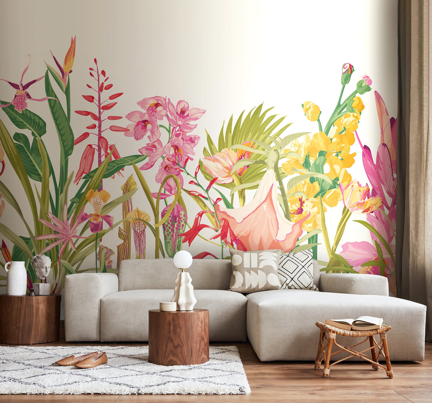 Origin Murals Tropical Foliage Rose Pink 300cm X 240cm
