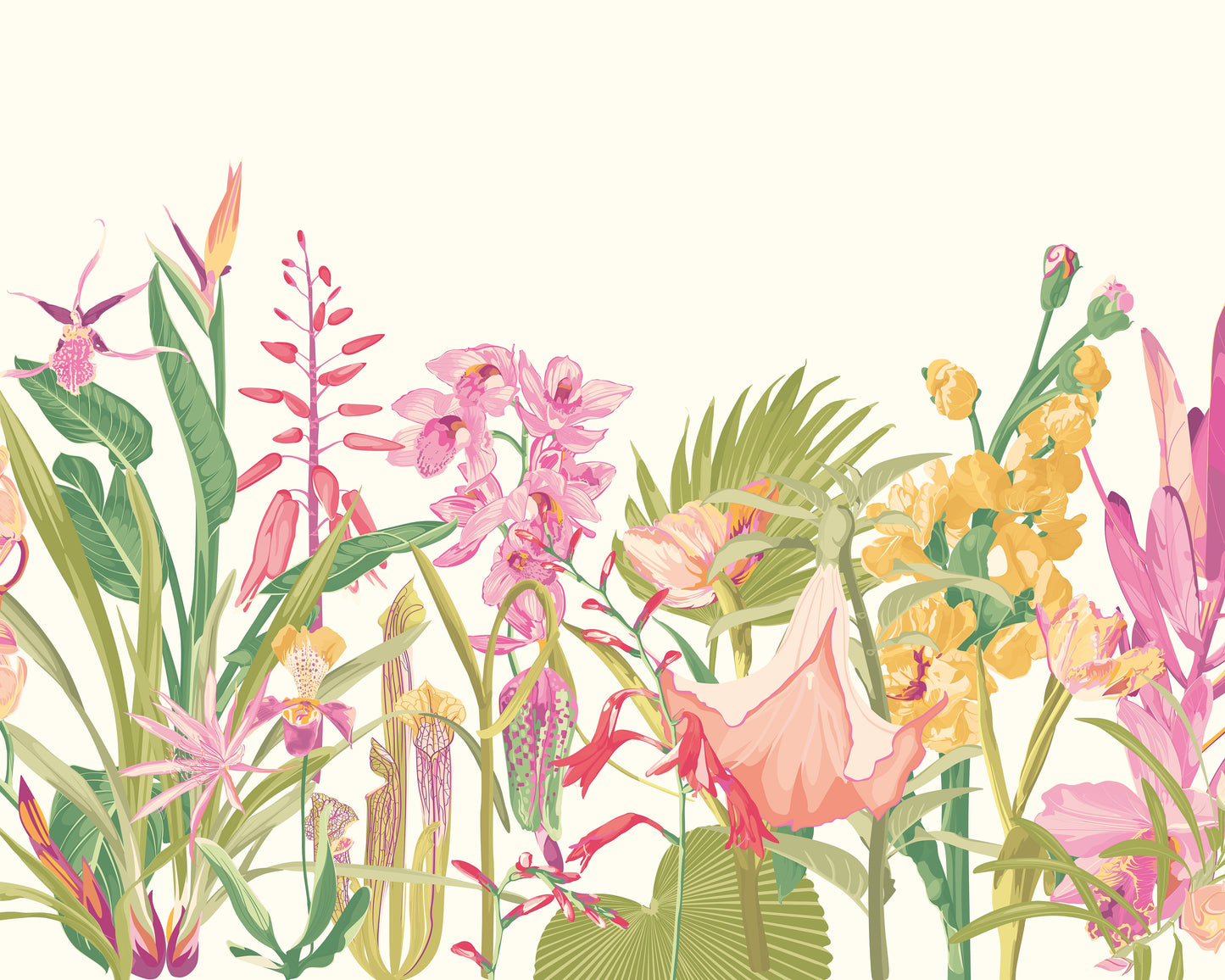 Origin Murals Tropical Foliage Rose Pink 300cm X 240cm