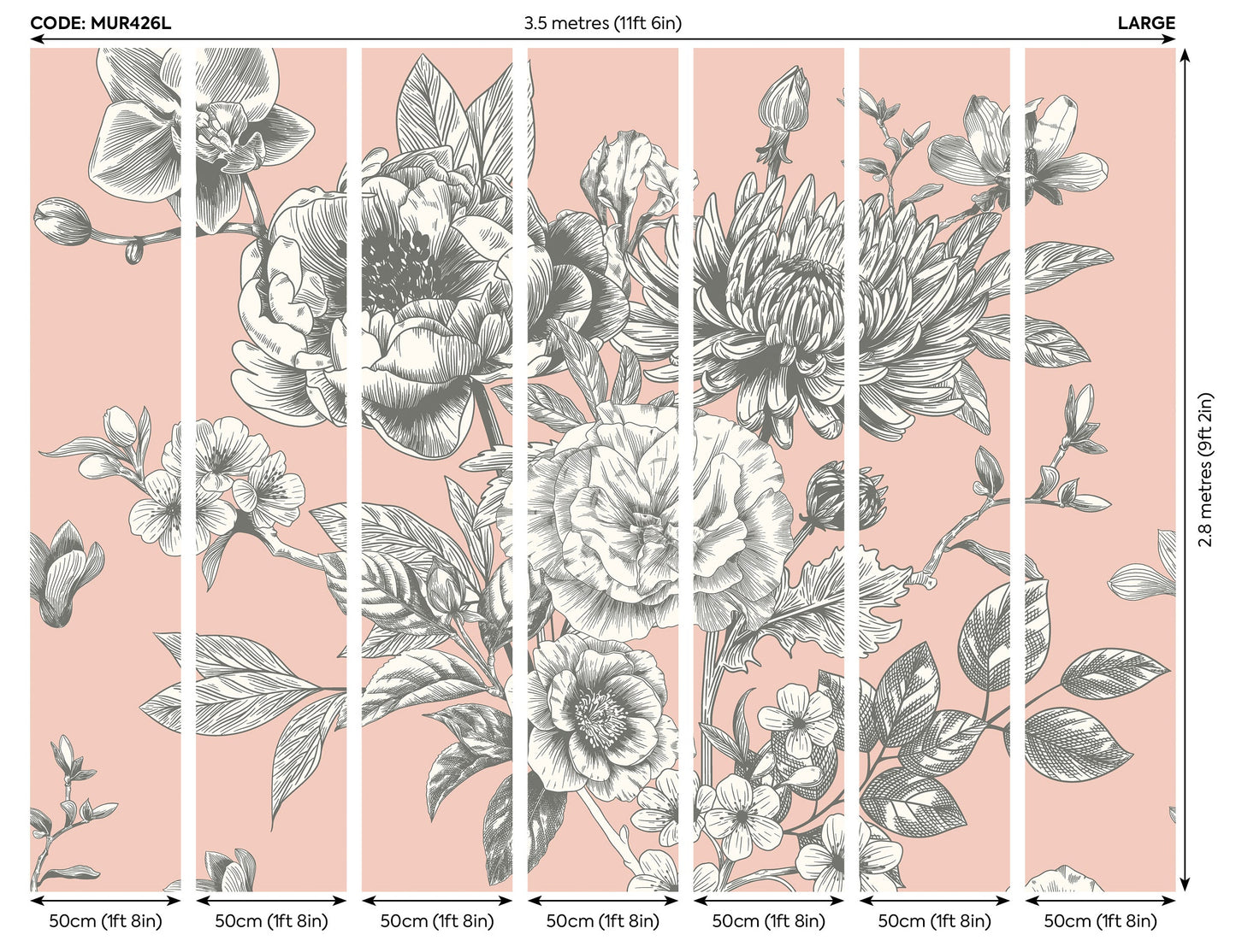 Origin Murals Rose Toile Blush 350cm X 280cm