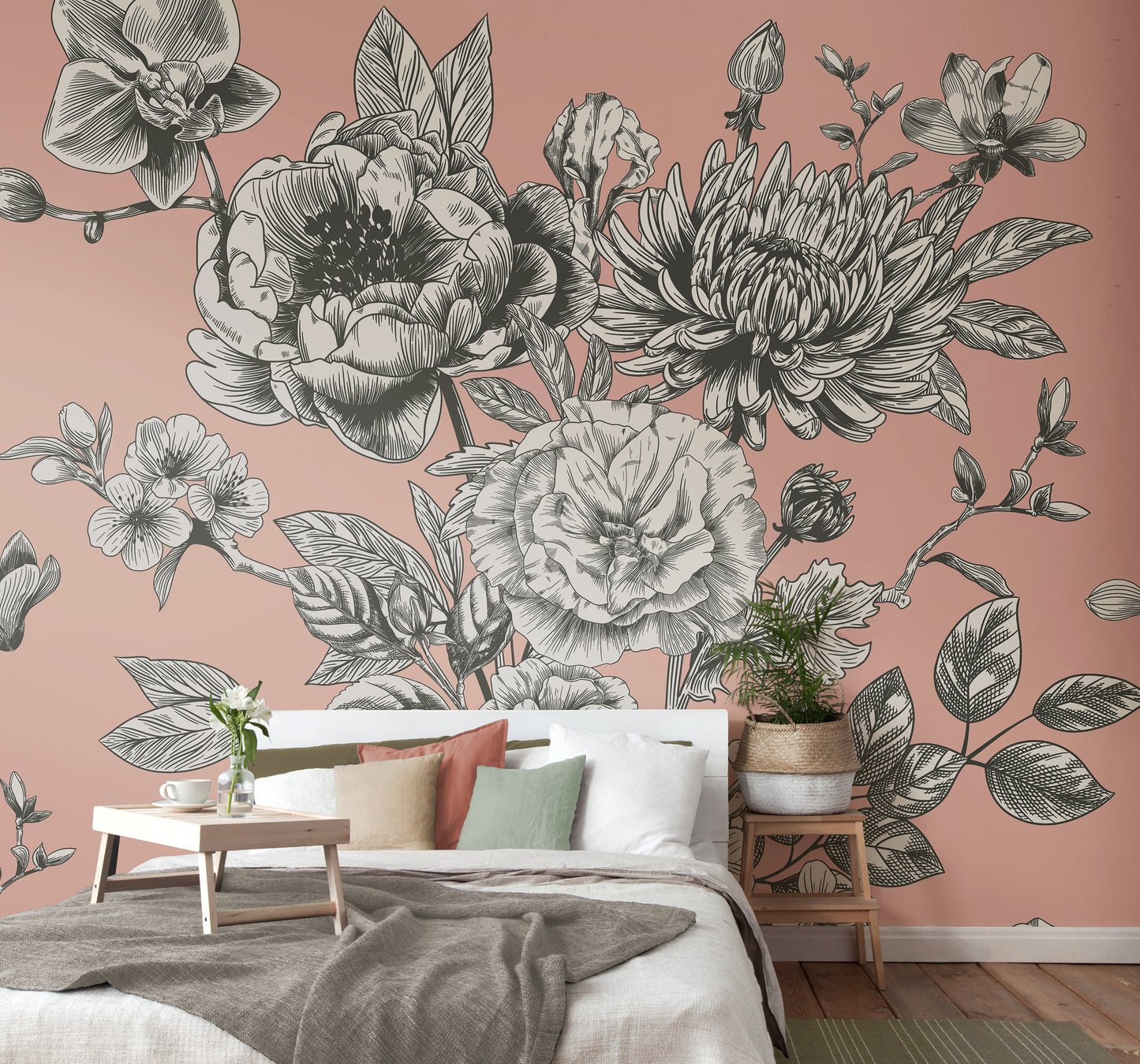 Origin Murals Rose Toile Blush 350cm X 280cm