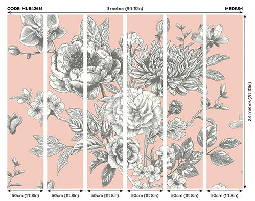 Origin Murals Rose Toile Blush 300cm X 240cm