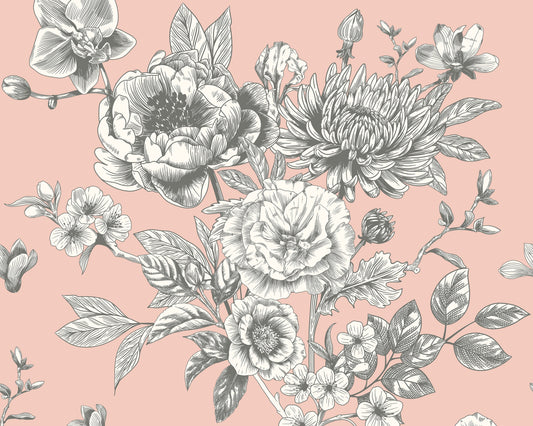 Origin Murals Rose Toile Blush 300cm X 240cm