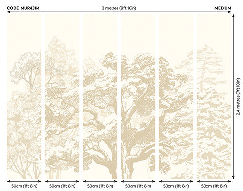 Origin Murals Etched Trees Parchment 300cm X 240cm