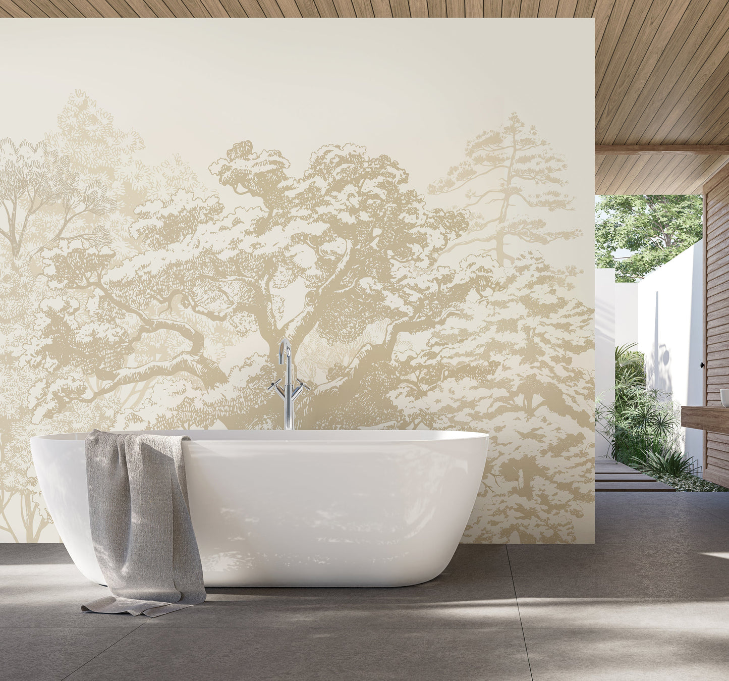 Origin Murals Etched Trees Parchment 300cm X 240cm