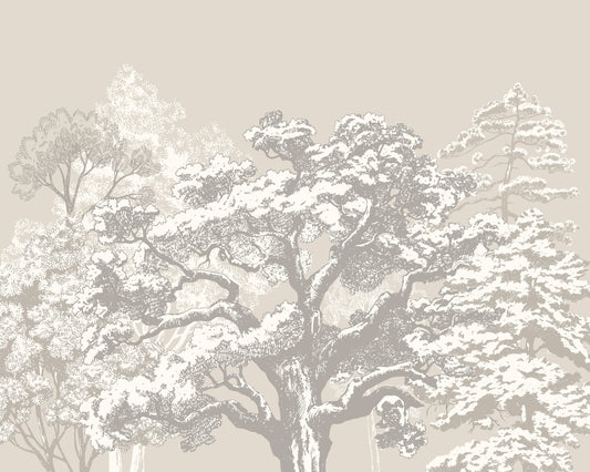 Origin Murals Etched Trees Charcoal Stone 350cm X 280cm