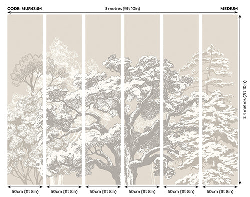 Origin Murals Etched Trees Charcoal Stone 300cm X 240cm